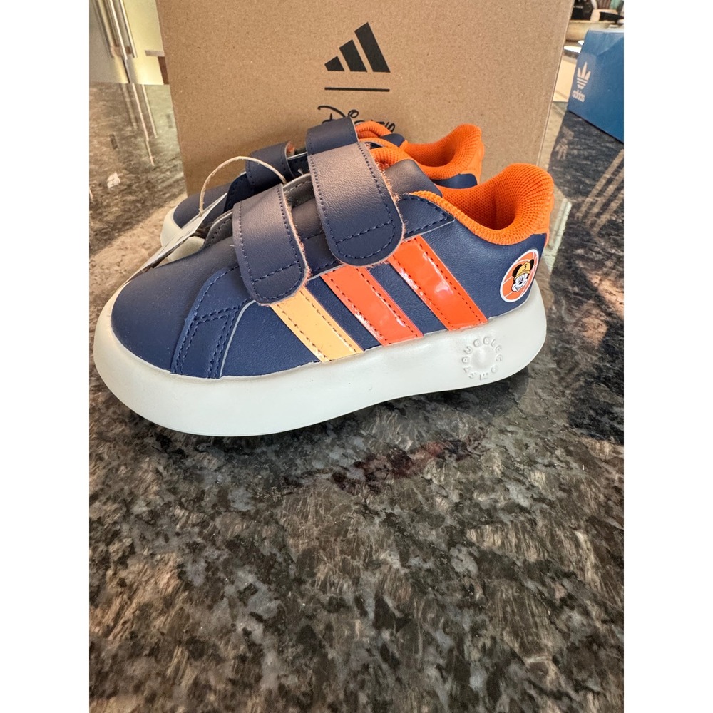 Adidas x‎ Disney Grand Court Mickey CF I Toddler Sneakers Navy Orange JS2344 8K